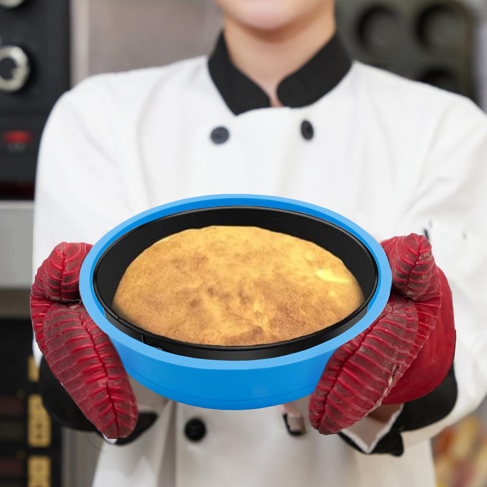 Protector de sartén para tartas de queso, protector de silicona desmontable, 9 pulgadas antiadherente, sin BPA, evita la entrada de agua (azul) 7