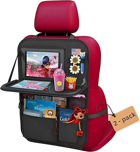 Organizador de asiento trasero de automóvil con soporte para tableta (paquete de 2)  Organizador de almacenamiento de coche Oxford 600D actualizado