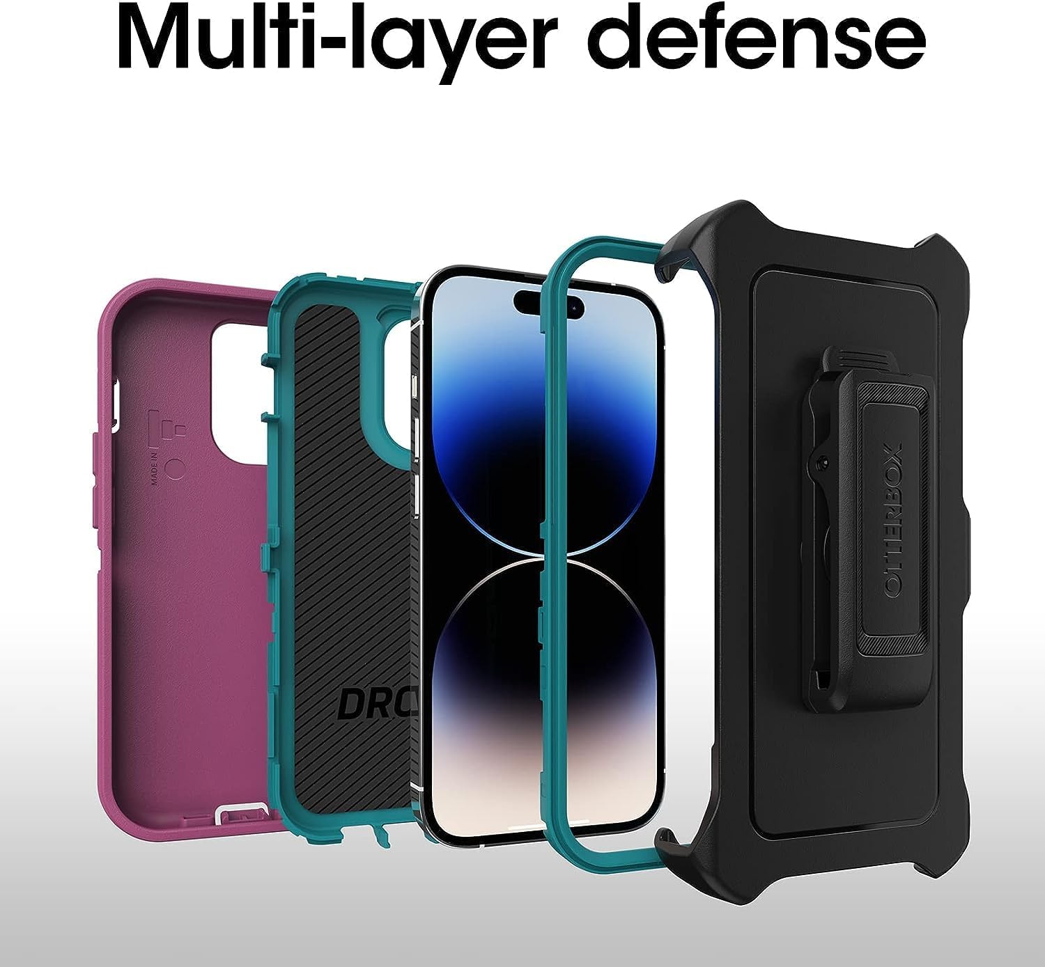 OtterBox DEFENDER SERIES iPhone 14 Pro Case Morning Sky Pink, - Non-Retail Packaging - Apple Phonecase, Raised Screen Bumper, MagSafe Wireless Charging Compatible - Image 2