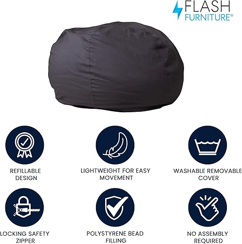 Miniatura 130 de Flash Furniture Puf de gran tamaño para niños y adultos, juego de 1, sherpa natural Negro -,Negro Peludo,Blush Peludo,Marrón,Camouflaje,Azul