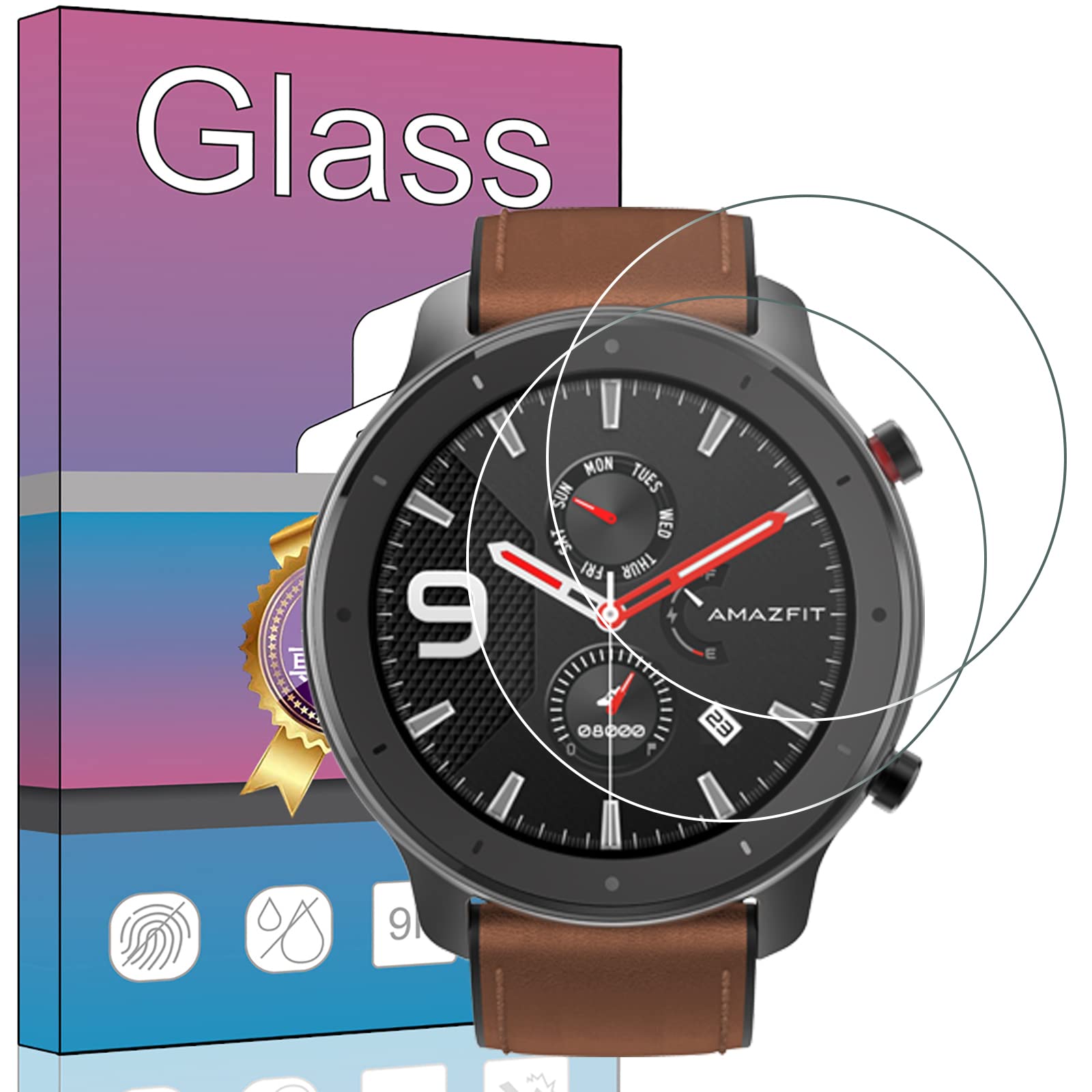 Amazon | FOR Amazfit GTR 42mm フィルム 強化ガラス 液晶保護フィルム 