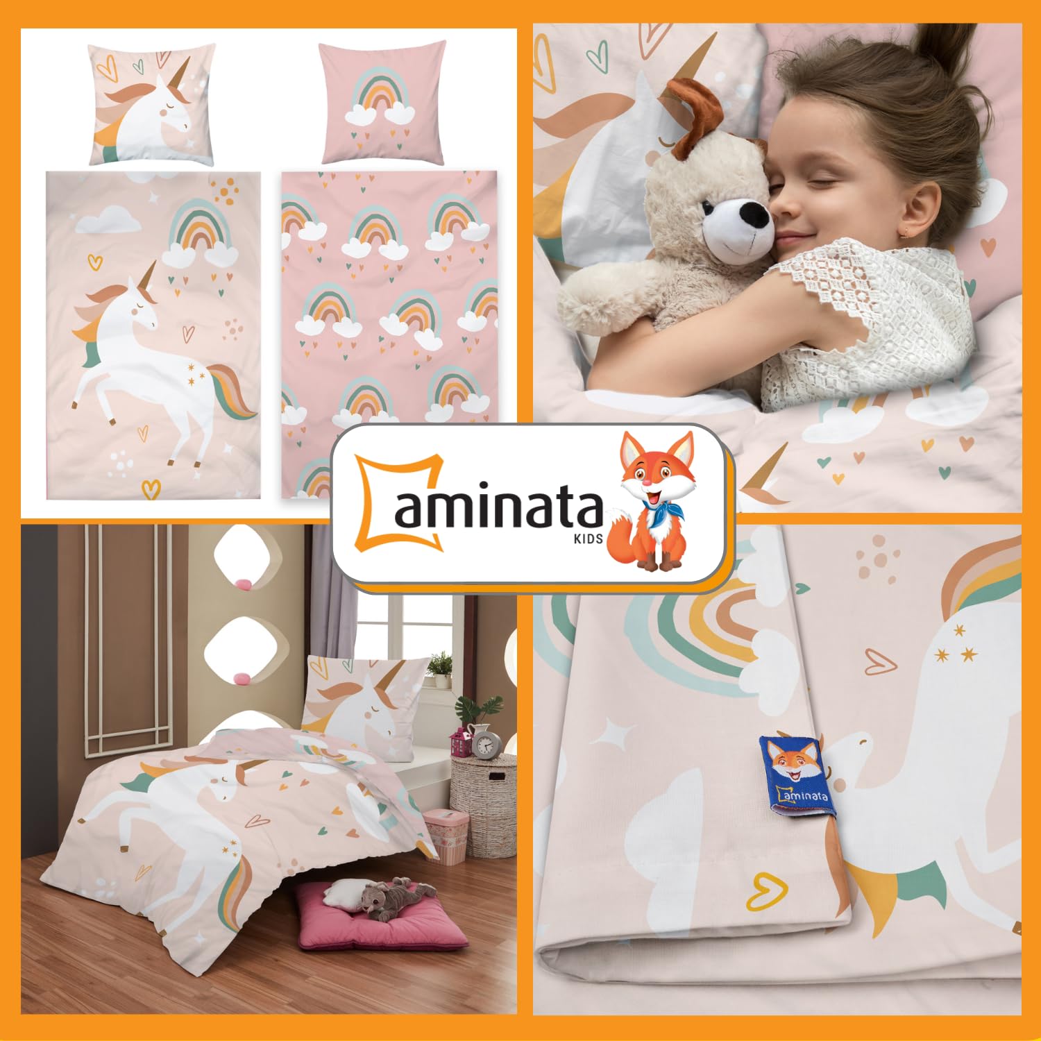 Biancheria Da Letto Unicorno Rosa In Cotone 135x200 + Federa | Set Copripiumino Per Bambini E Ragazzi Certificato Oeko-Tex - 2
