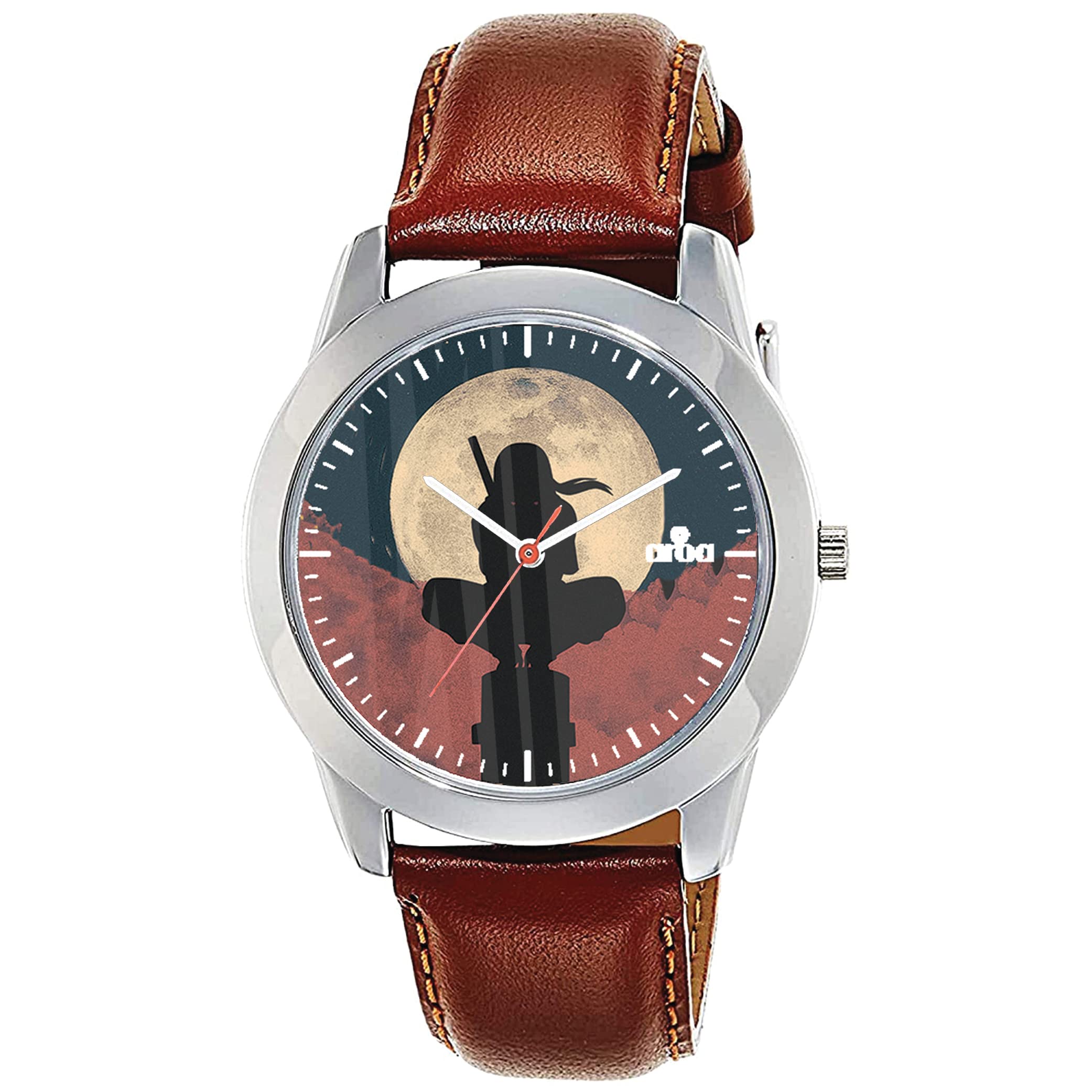 AROA Watch New Watch for Itachi Uchiha Anime Moon Naruto Sasuke Sharingan Model : 381 Black Metal Type Analog Brown Strap Watch Blue and Red Dial for Men Stylish Watch for Boys (B0C37741ZL) Amazon Price History, Amazon Price Tracker
