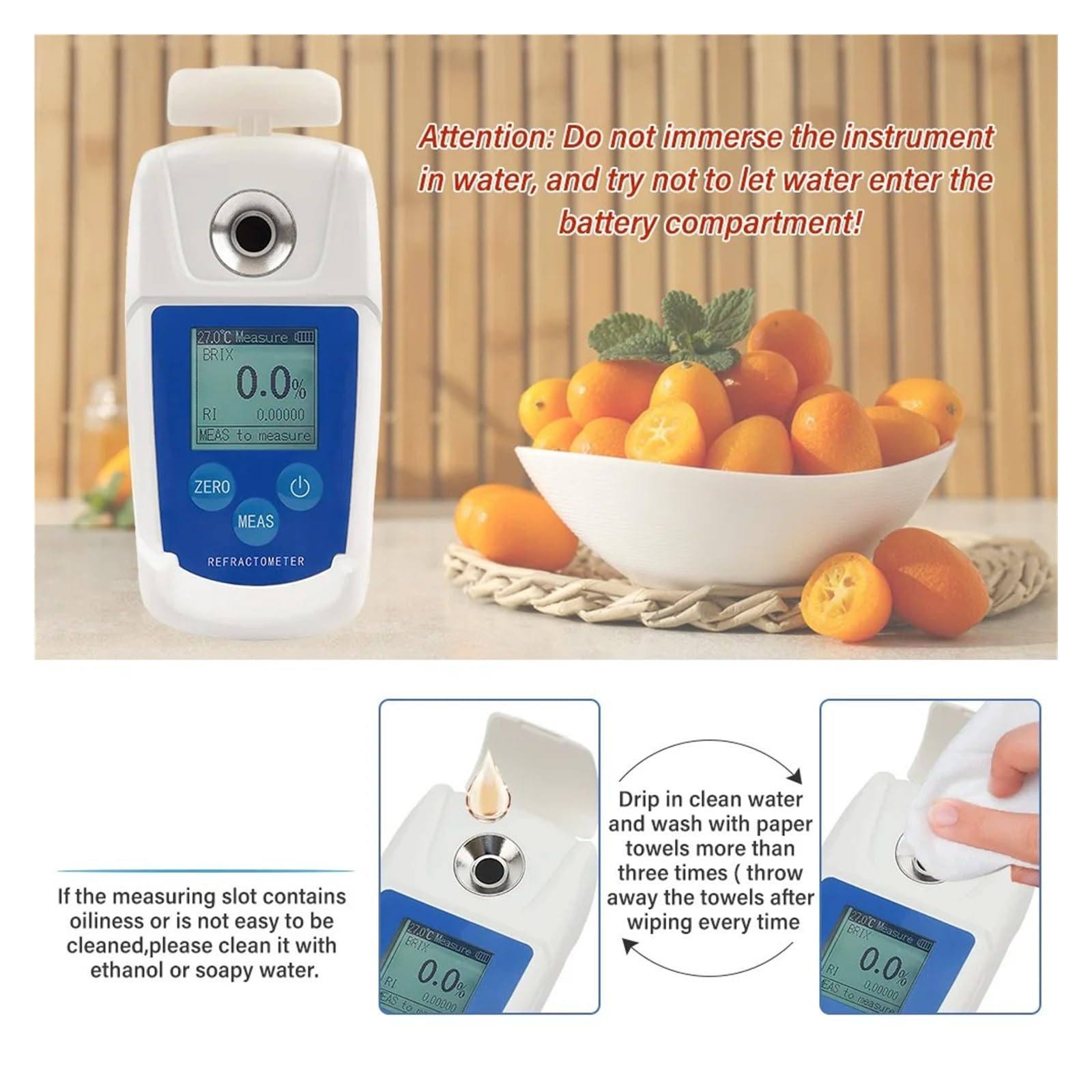 Refractómetro Digital 0-55%, Medidor De Contenido Azúcar For Bebidas Y Zumos Frutas, Prueba Monitor For Zumo UVA Respuesta RáPida