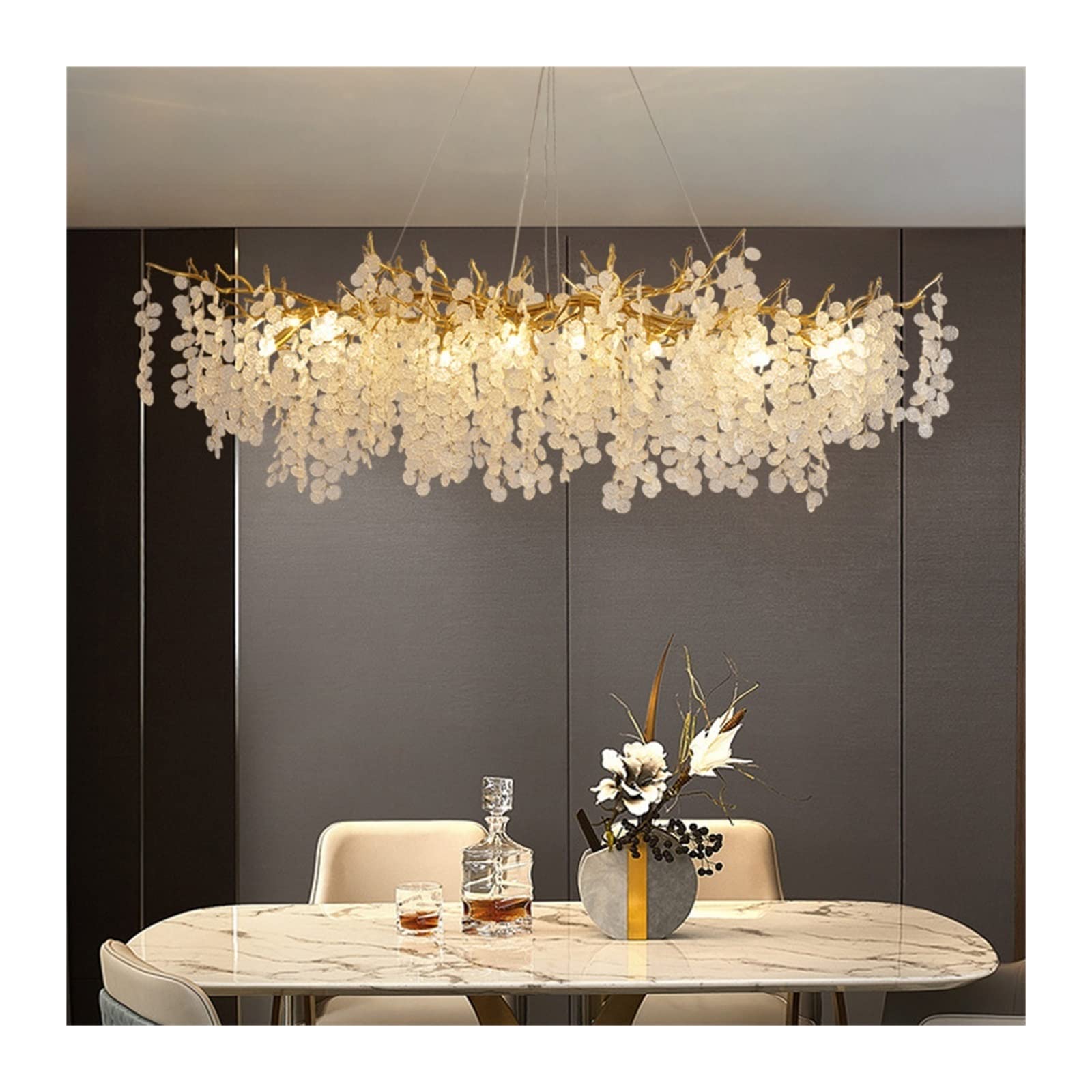 LYMSXAZOU Chandelier Nordic Luxury Chandeliers LED Living Room Pendant Light Bedroom Lighting Villa Ceiling Lamp Dining Crystal (Body Color : 80CM) (60CM)