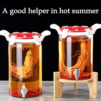 Glass Beverage Dispenser,Beverage Dispenser with Stand,Refrigerator Beverage Dispenser,Water Dispenser with Faucet,Party Drink Containers,Pitchers for Drinks,A Faucet,4L