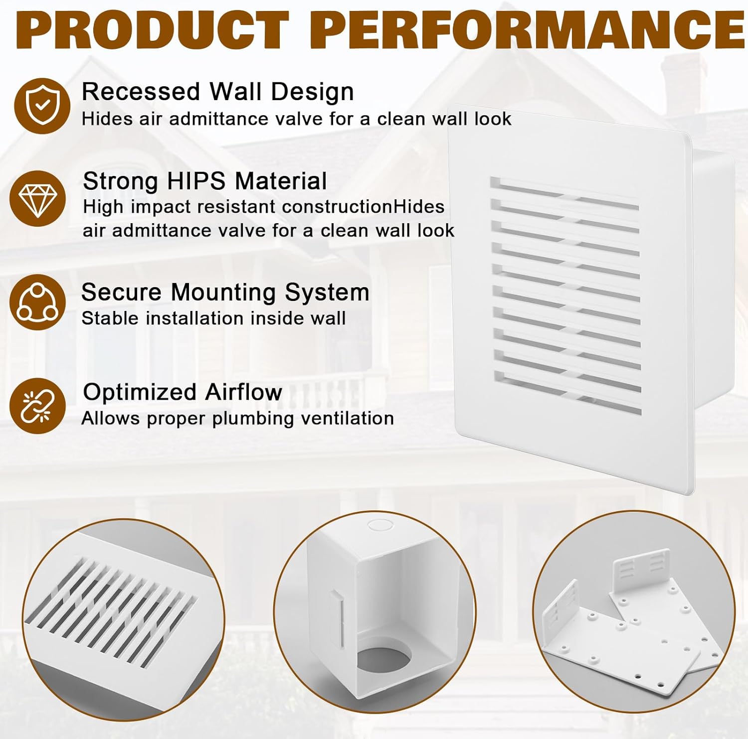 Amyhill 2 Set Air Admittance Valve Wall Box, 4.5"×5.75" for in Wall Enclosure for Pipes, Connects to 1-1/1.5 Inch or 2 Inch ABS or PVC Piping, High Impact Polystyrene Construction for Plumbing Vents