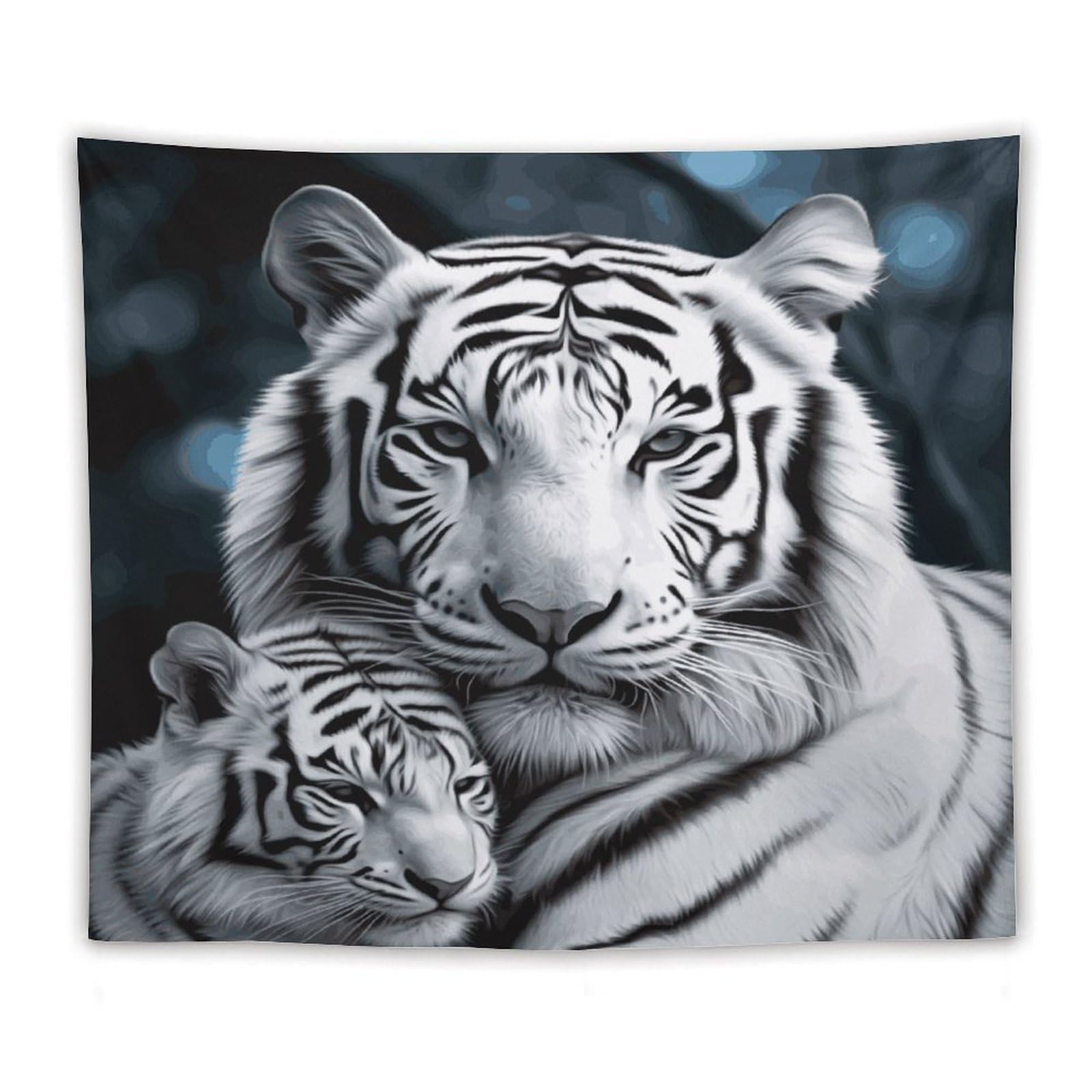 LDGSUPH White Tiger Tapestry Wall Hanging Decor Anti-fading Aesthetic Wall Tapestries Fashion Wall Blanket Decor Modern Wall Art Tapestry for Bedroom Home Decor 50"x60"