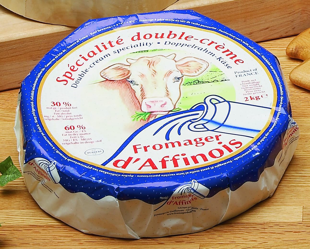 Fromager d'Affinois 4.4 lb Wheel - Luxurious French Double Crème Brie-Style Cheese for Gourmet Boards & Recipes
