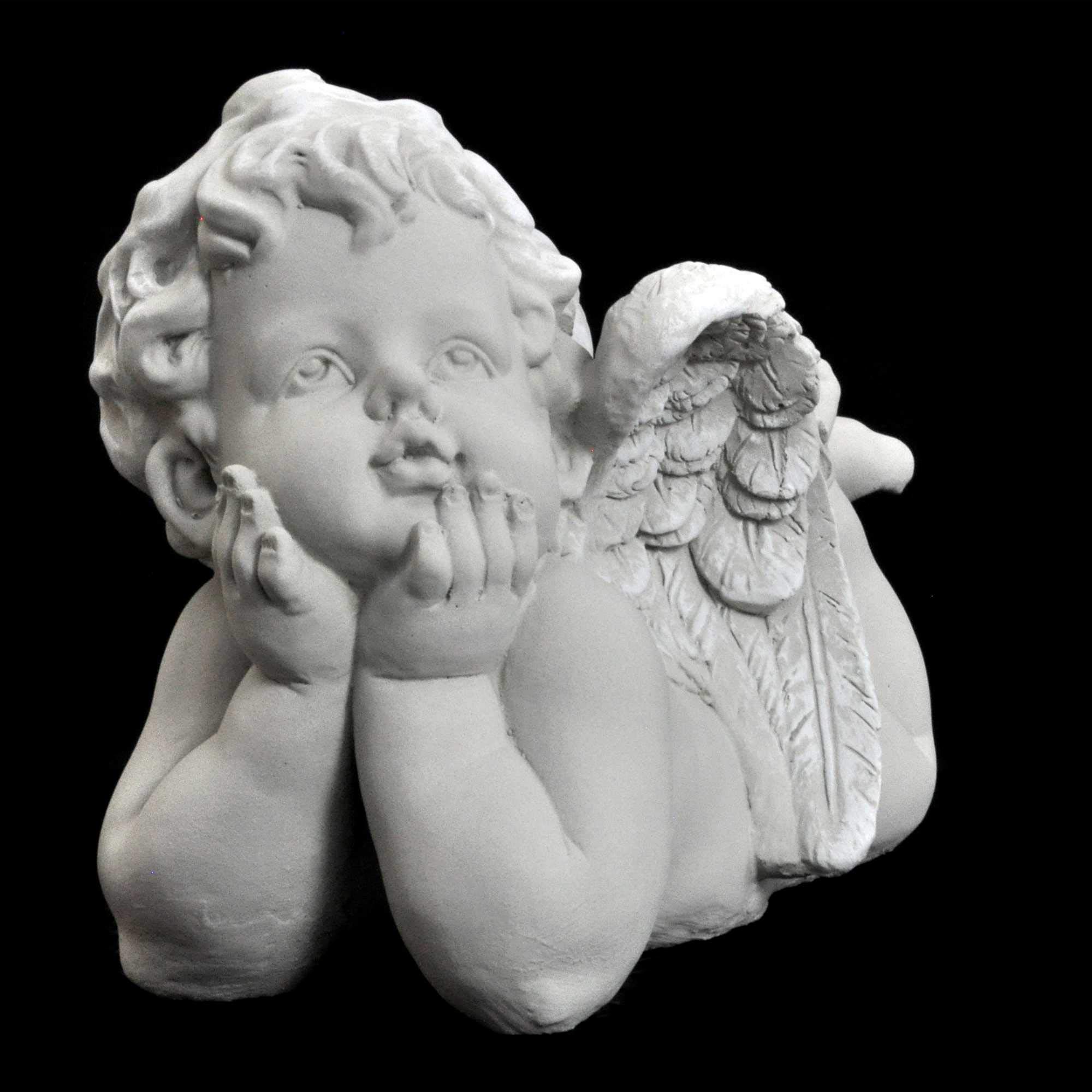 Thaiboo Amor Liegend Steinfgur - 23cm Steinguss-Skulptur Für Garten & Grab