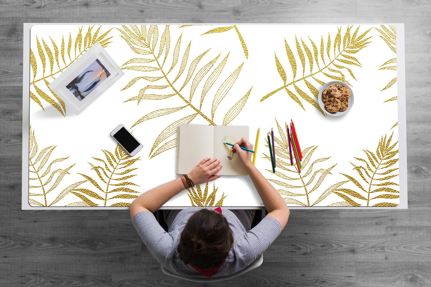 Sottomano da Scrivania 120x60 cm per Ufficio e Casa Impermeabile Protezione e Decorazione Superficie Protettiva Antiscivolo Facile da Pulire in Vinile PVC - Bellissima flora