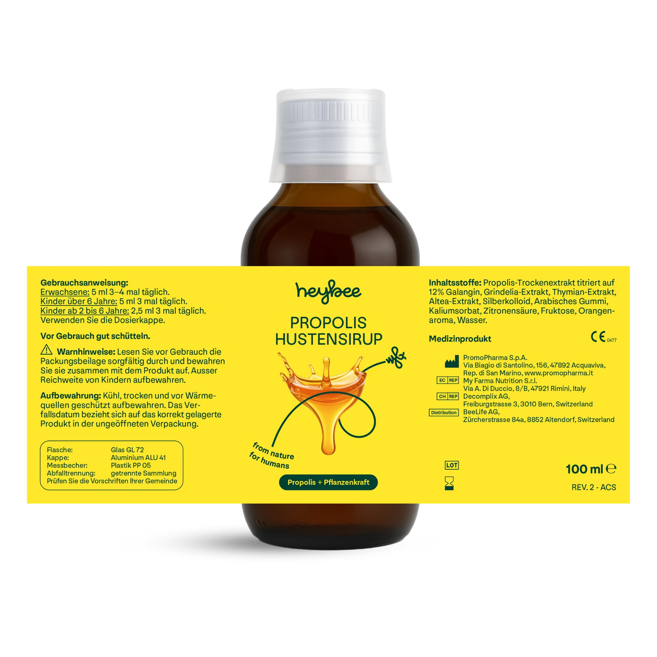 Propolis Hustensirup 100 ml – mit Propolis-Extrakt, Thymian, Grindelia & Eibischwurzel – alkoholfrei, lindert Hustenreiz & löst Schleim - ab 2 Jahren (3)