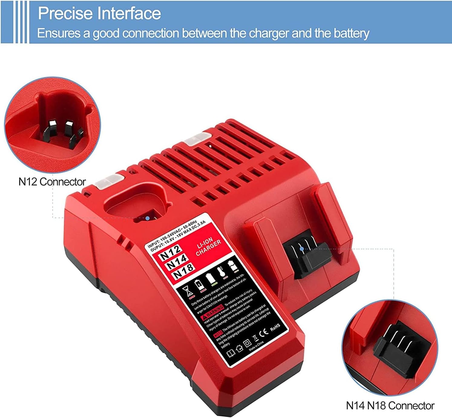 Replacement Rapid Battery Charger for 12V&18V Lithium Ion Battery 48-59-1812 48-11-2420 48-11-1815 48-11-1840 48-11-1841 48-11-1850 Cordless Power Tools Batteries