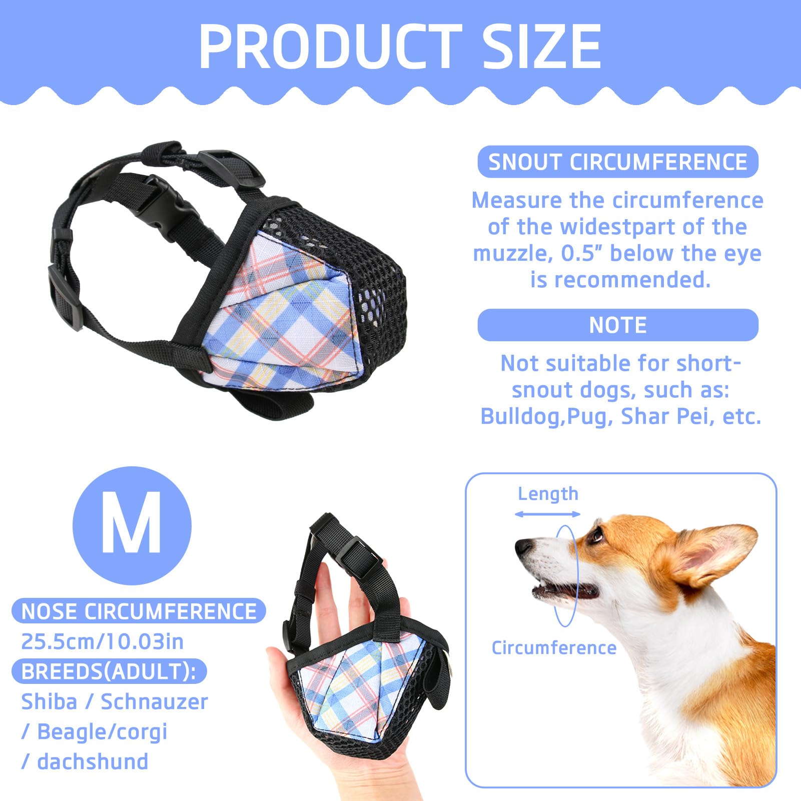 Adjustable Soft Muzzle for Small to Large Dogs - Breathable Mesh, Anti-Bite, Ideal for Grooming Barking & Chewing (M) - Image 2