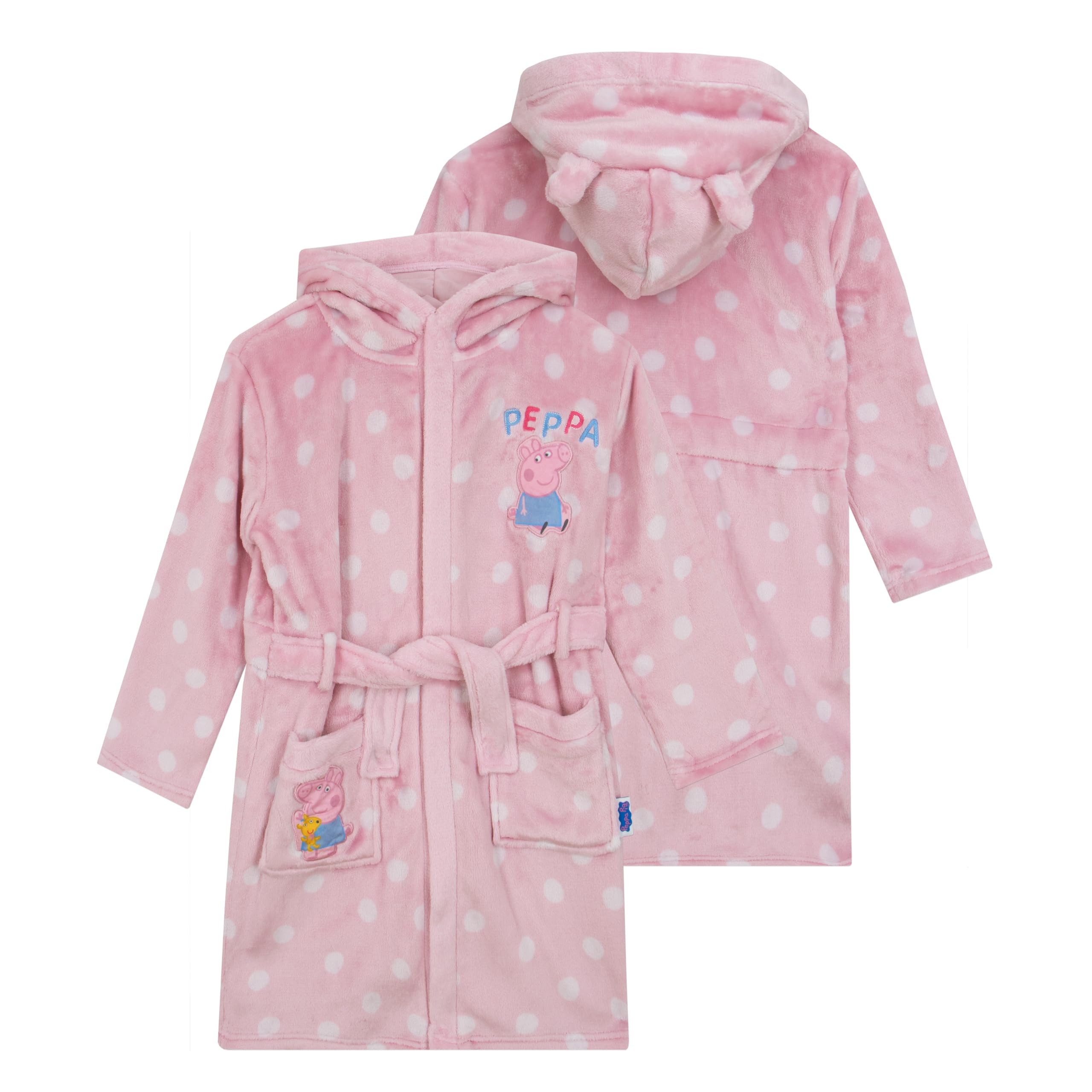 Peppa Pig Bata Polar Esponjoso Albornoz Baño Niña | Albornoz De Niña Con Capucha Y Orejas 3D | Rosa | 18-24 Meses