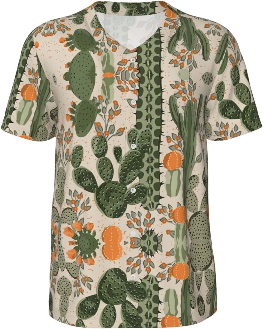 Green Cactus Stylish Softball Jersey,Personalized and Breathable Baseball Button Down for Men for All Seasons and Occasions