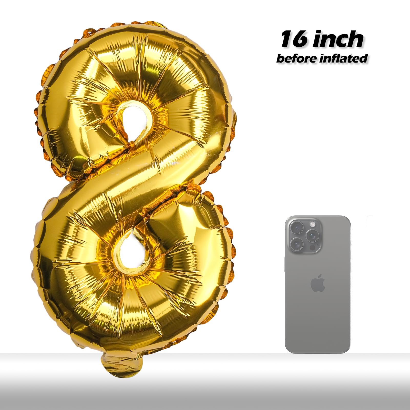 [20 Pcs] 16" Gold Foil Number Balloons (2 sets of 0-9) - Mylar Aluminum Hanging Decorations for Graduation, Birthday, Christmas & New Year's Eve Parties