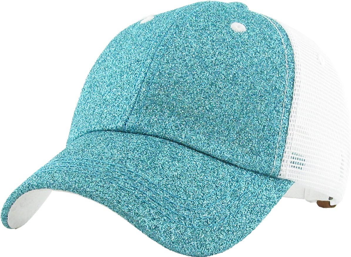 Classic Plain Ponytail Messy High Bun Headwear Adjustable Cotton Trucker Mesh Glitter Hat Baseball Cap - Image 2