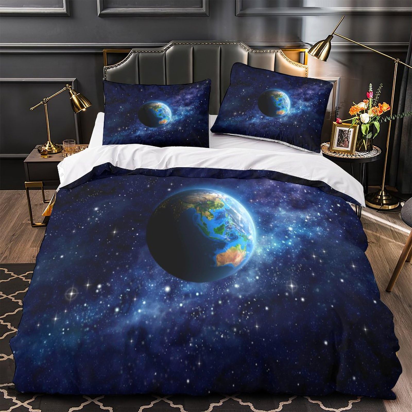 Housse de couette design visages féminins king en microfibre premium
