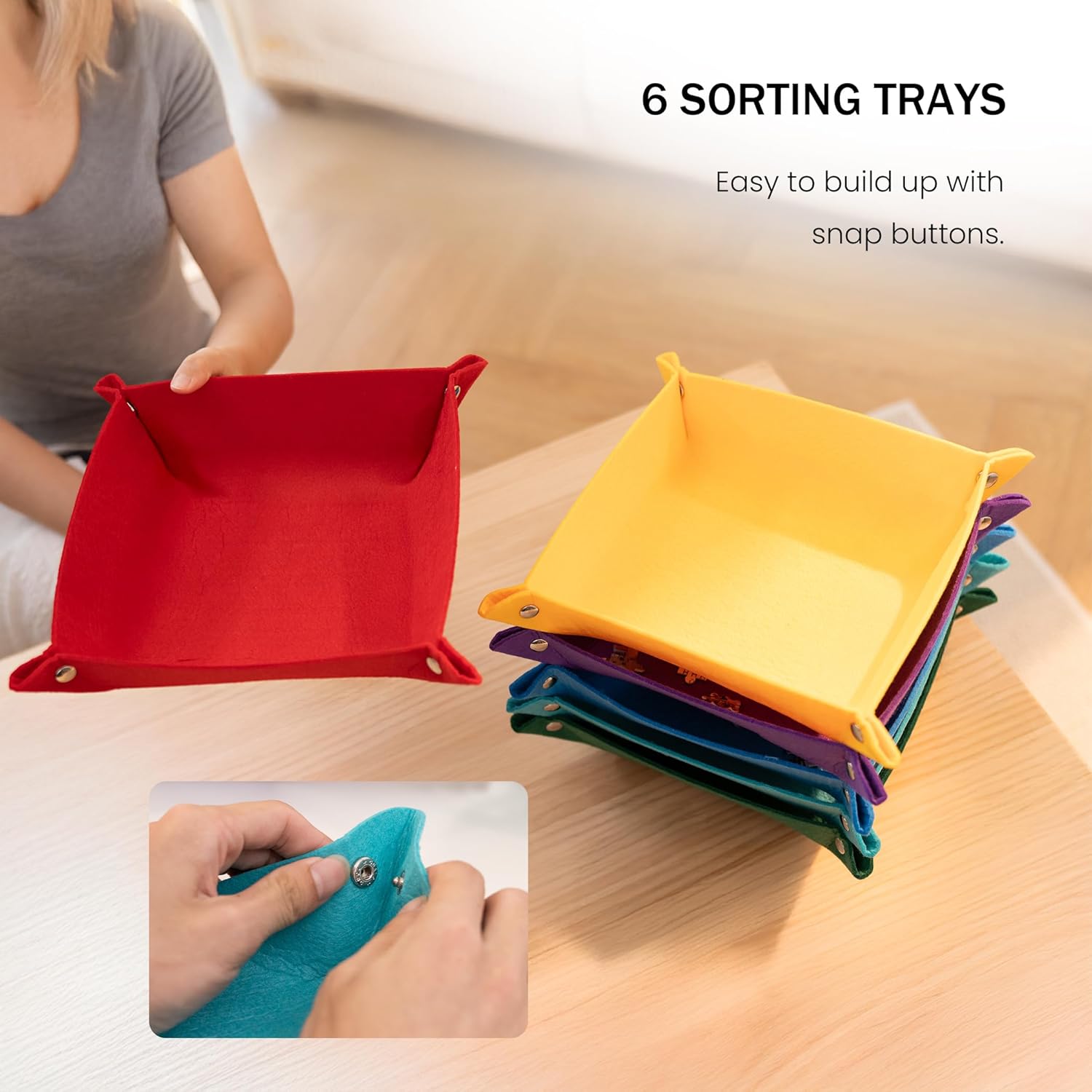 Lavievert 1500 Piece Tilting Puzzle Board with 2-in-1 Stand & Cover, Adjustable Felt Mat Plateau with 6 Colored Sorting Trays, Lightweight Portable Jigsaw Puzzle Table with Non-Slip Surface for Adults