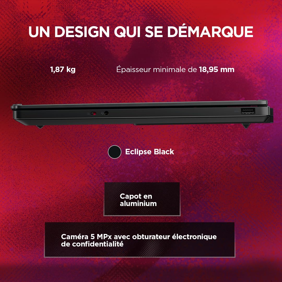 Lenovo Legion 5a 15AHP11 - Ordinateur Portable Gaming 15.3'' OLED 165Hz (AMD Ryzen 7 250, RAM 16Go, SSD 512Go, NVIDIA RTX 5060 8Go, Windows 11 Home) Clavier 1 Zone rétroéclairé AZERTY Français - Noir