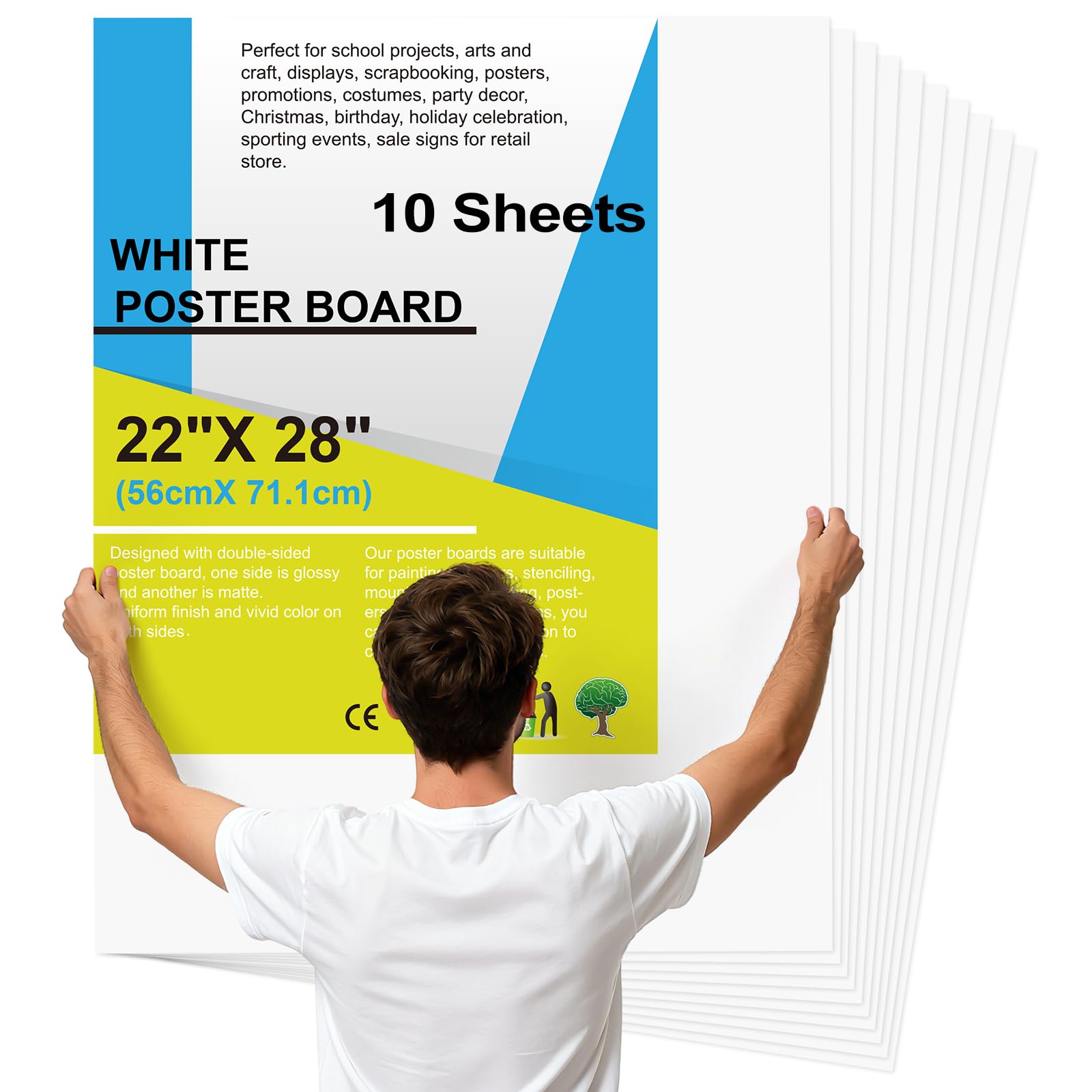 Photo 1 of 100Pcs 22" x 28" Poster Board White Poster Paper Bulk ROOKEA 250 GSM Thickness Vision Boards Smart Poster Board for School Arts Craft Projects Presentations Drawing Scrapbooking Blank Graphic Display