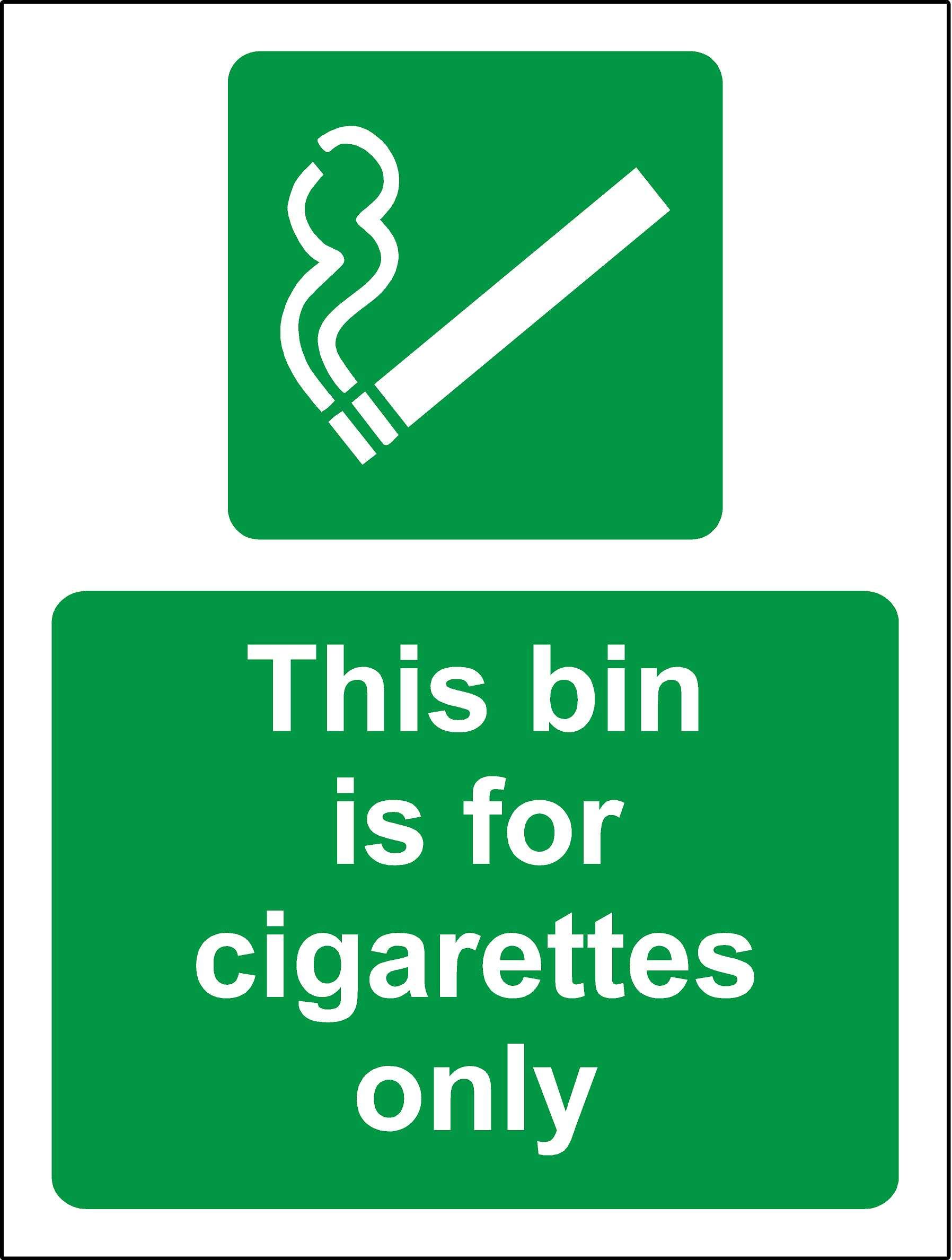 Kpcm Display Ltd This Bin Is For Cigarettes Only Safety Sign - 1.2Mm Rigid Plastic 200Mm X 150Mm