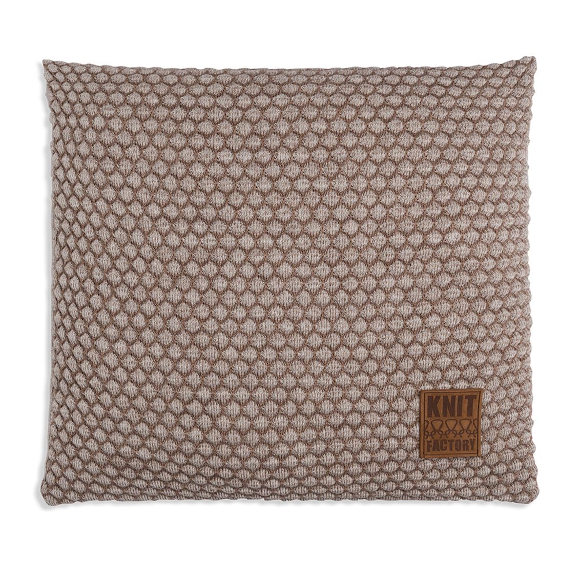 KNIT FACTORY - Juul Quadratisches Zierkissen - Marron/Beige - 50x50 cm