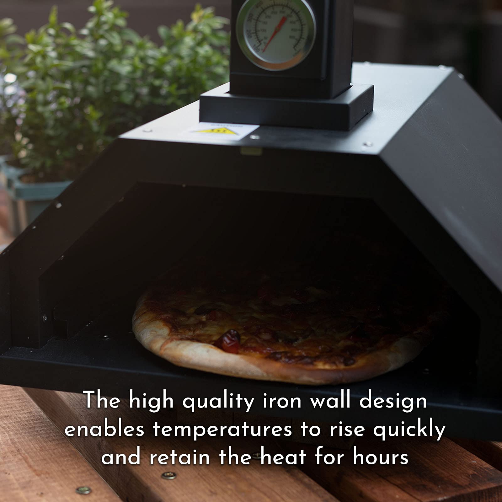 Haven Outdoor Wood Fired Pizza Oven with Ceramic Pizza Stone, Built-in  Thermometer, Pizza Paddle u0026 Rain Cover : Amazon.co.uk: Garden