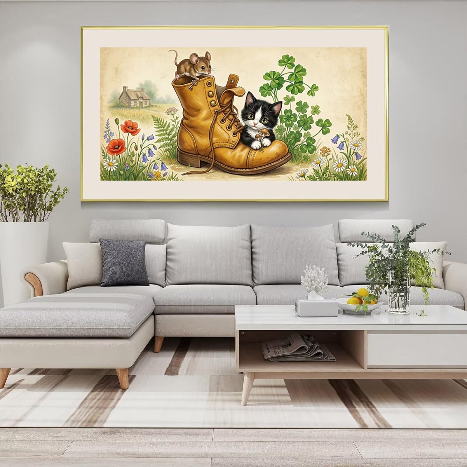 Diamond Painting Schuh, Tier Diamond Painting Erwachsene, 5D Vollbohrer Diamanten Paint by Numbers, Kreatives für Erwachsene Mosaik Bastelset für Home Wand Deko, Geschenke für Frauen, 60x120cm,Cod-719