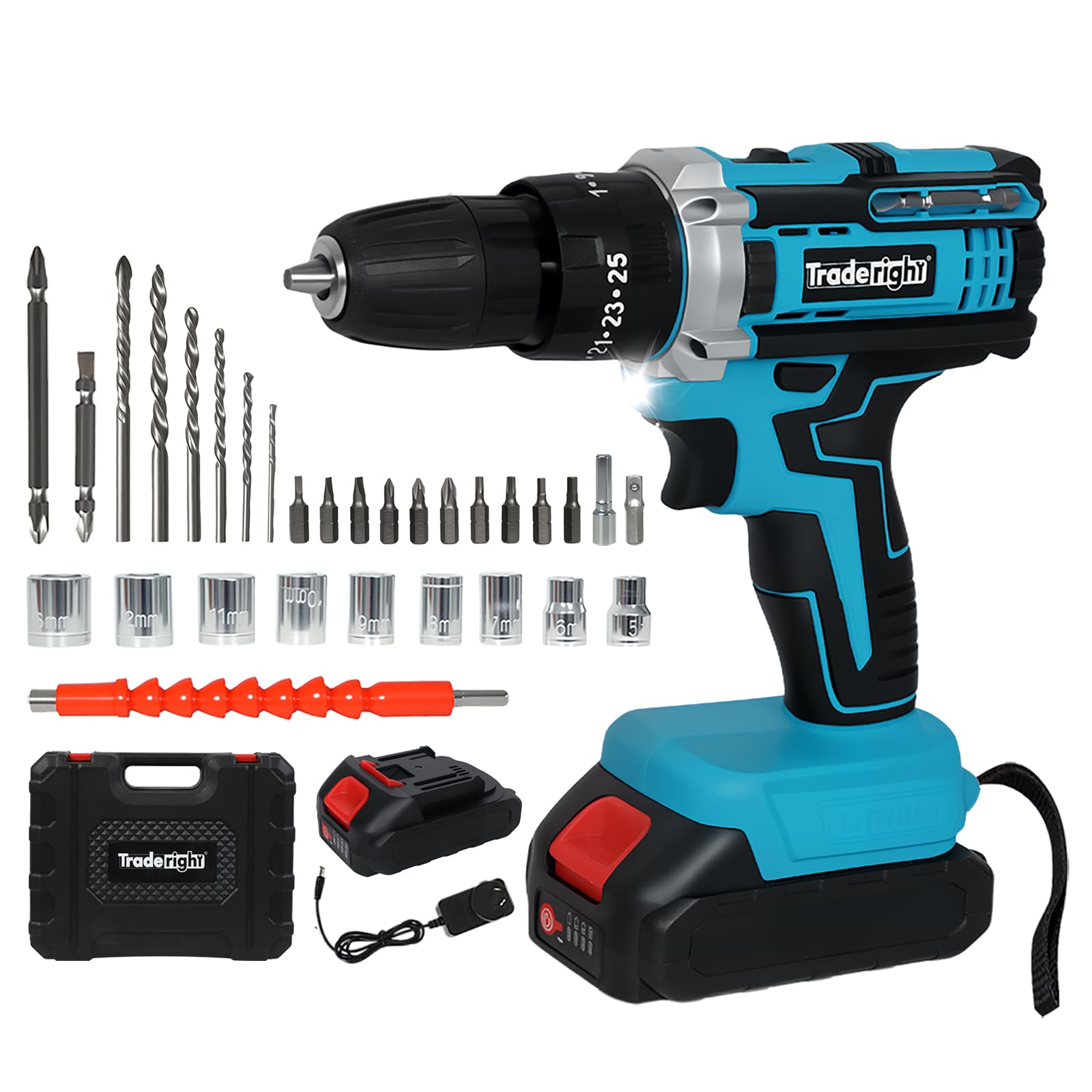 Traderight 21V Cordless Drill Driver 2X2.0ah 30Pc 9356877209888