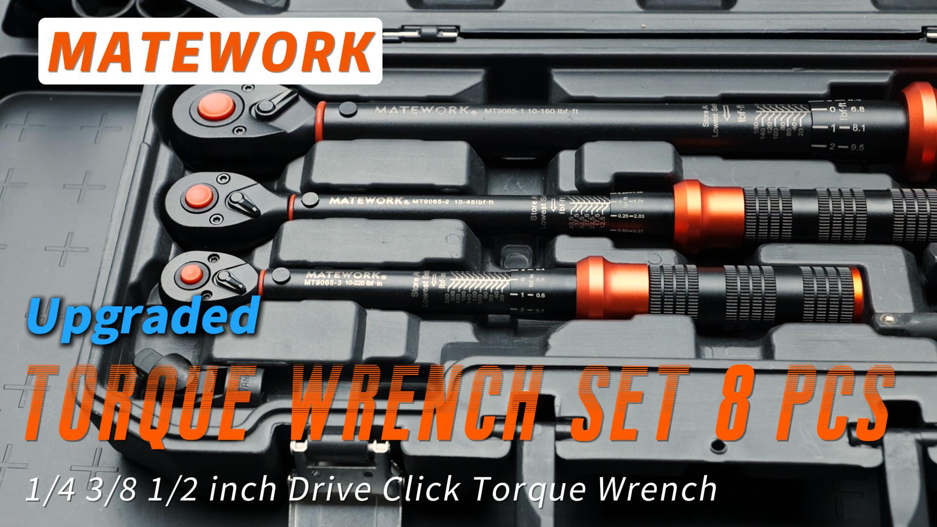 Upgraded Torque Wrench Set 8PCS, 1/4 3/8 1/2 inch Drive Click