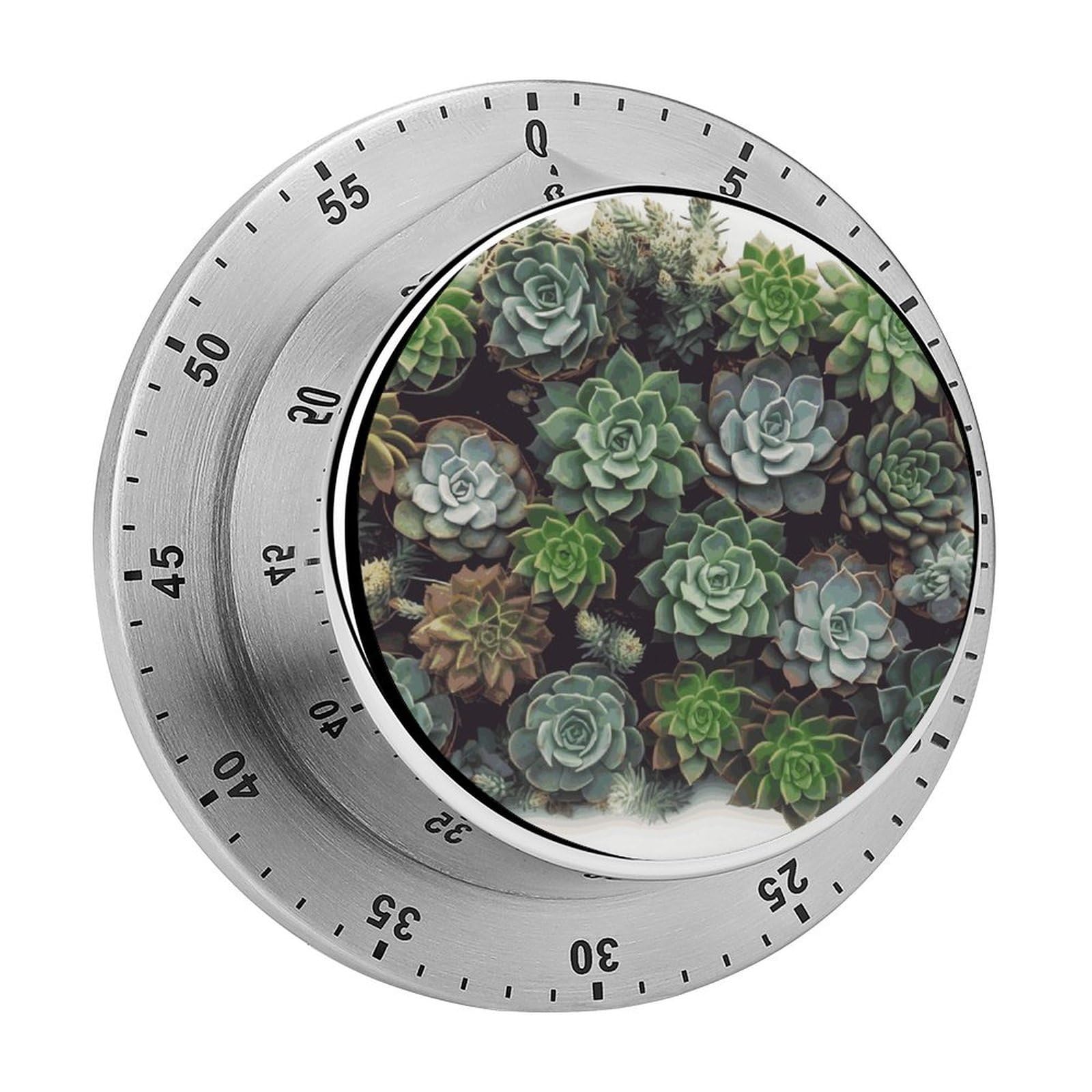 Adfgyerh Style Succulent Plants Timer For Cooking, Kitchen Timer Magnetic No Batteries Required, Mechanical Timer With Loud Alarm, For Fitness Baking Exercise Oven