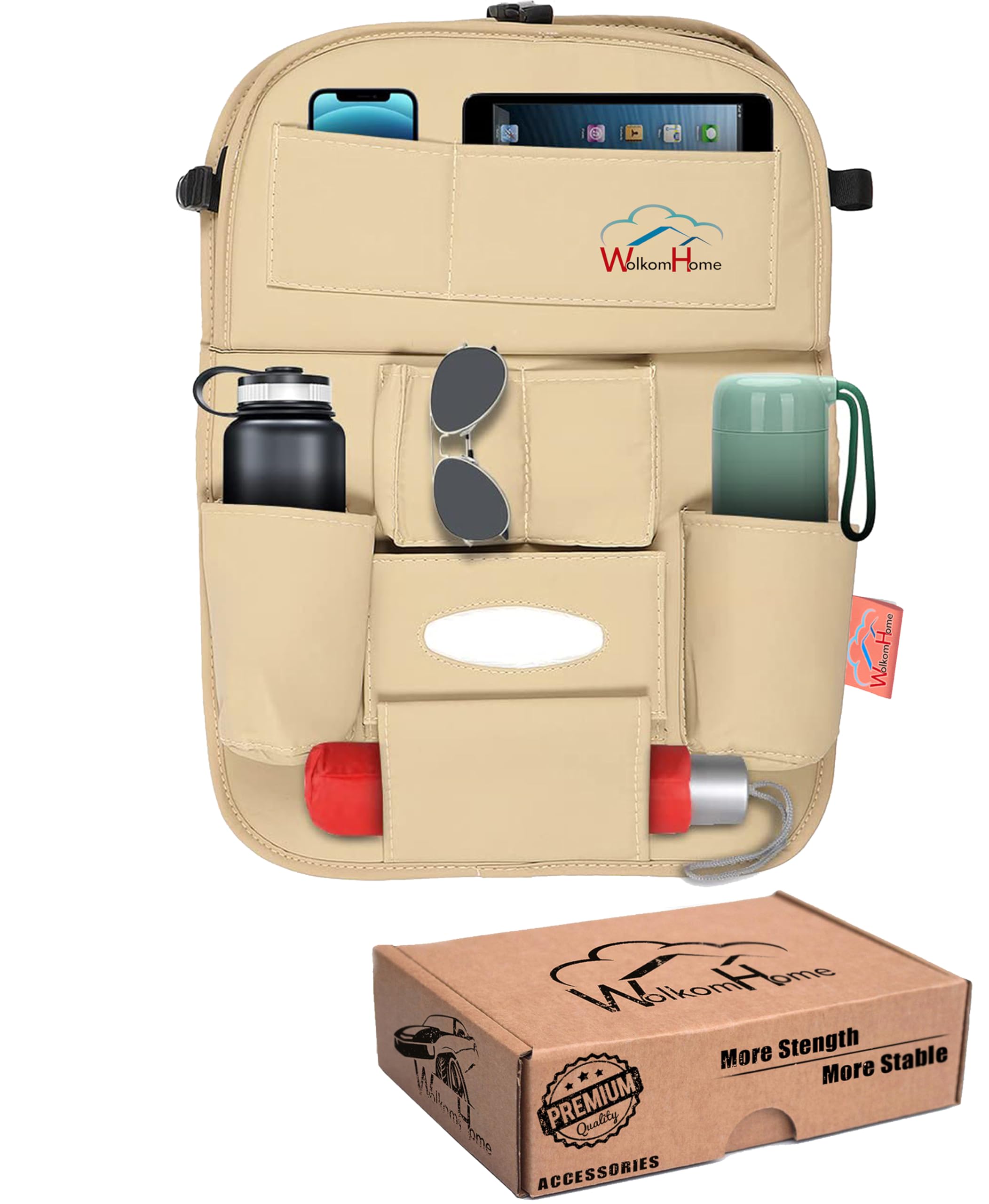 WolkomHome Car Organizer Back Seat Storage Beige Set of 1-image-48