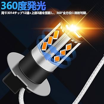 Amazon | Fenikso H3 LED フォグランプ オレンジ/黄色 3000K 24V