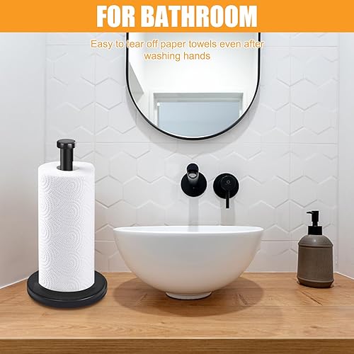 Miniatura 7 de Soporte para toallas de papel, soporte para toallas de papel para encimera, soporte de rollo de papel de pie de acero inoxidable con base pesada