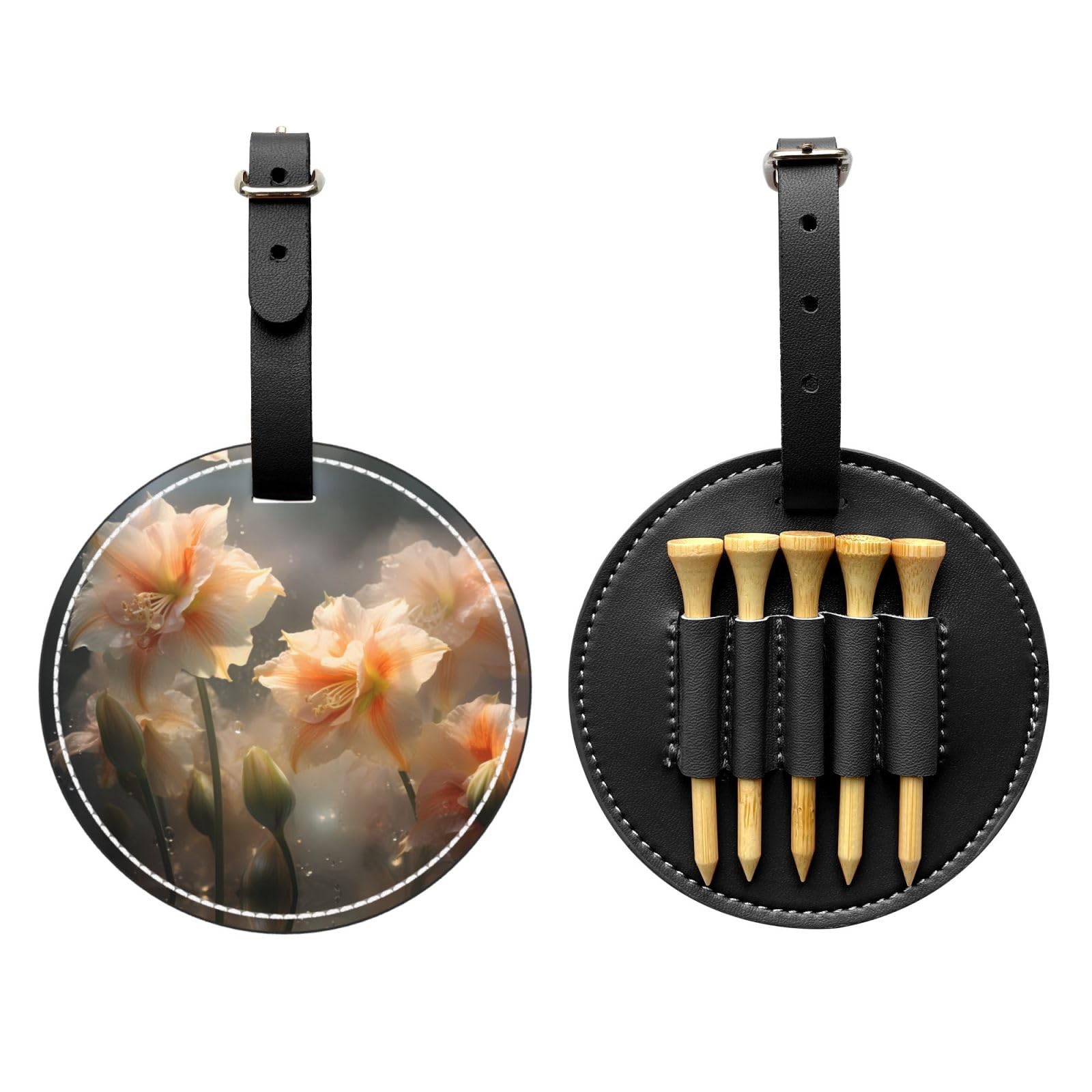 Bouquet with Water Drops Black Golf tee Storage Bag - Durable and wear-Resistant Golf Accessories
