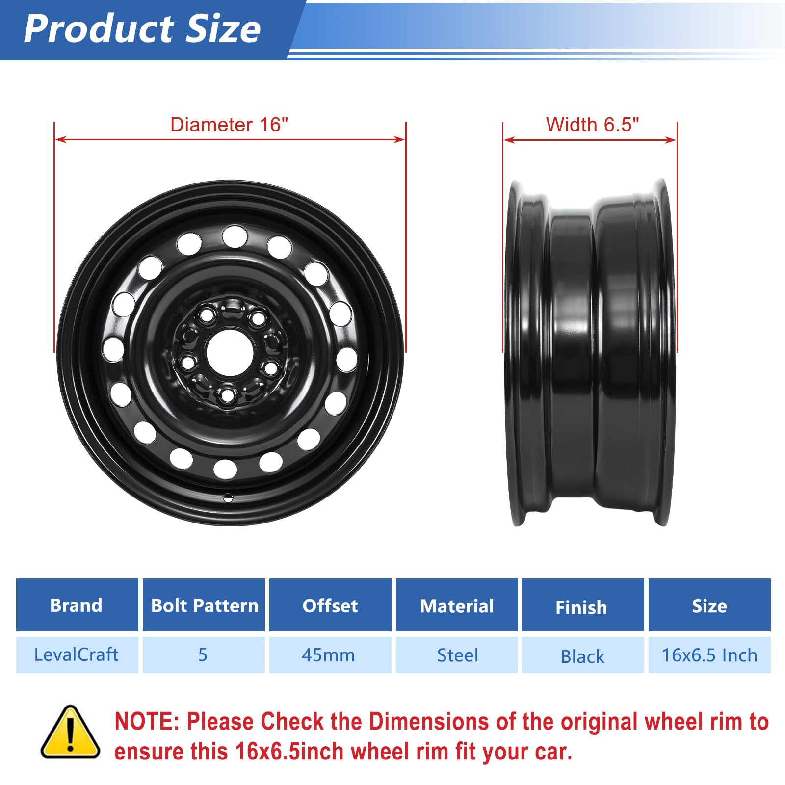 Amazon.com: New 16x6.5 Inch Black Steel Wheel Rim for Toyota Camry