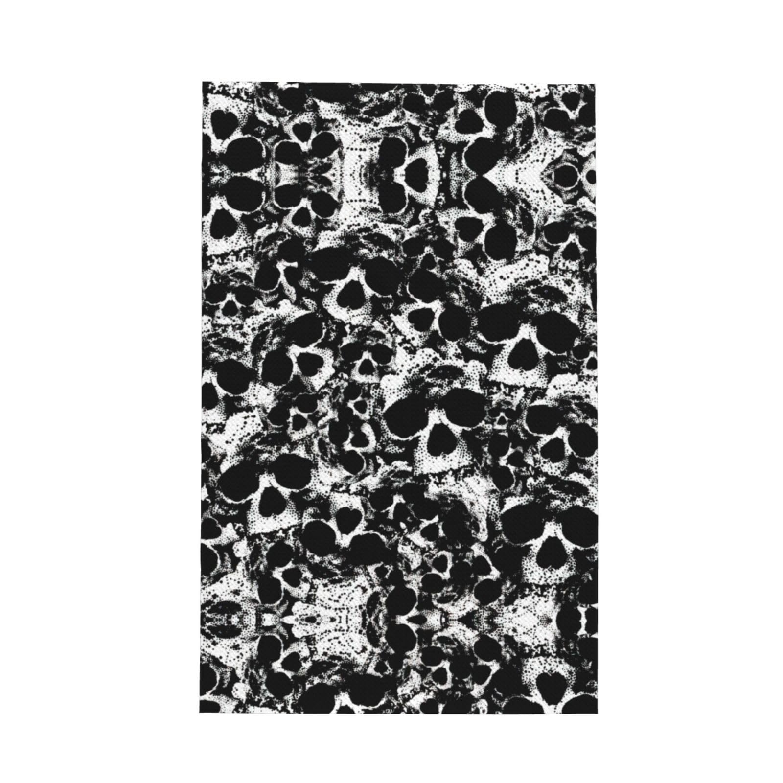XXahnbm Black And White Human Skull Print Waffle Kitchen Towel,Absorbent Hand Towel