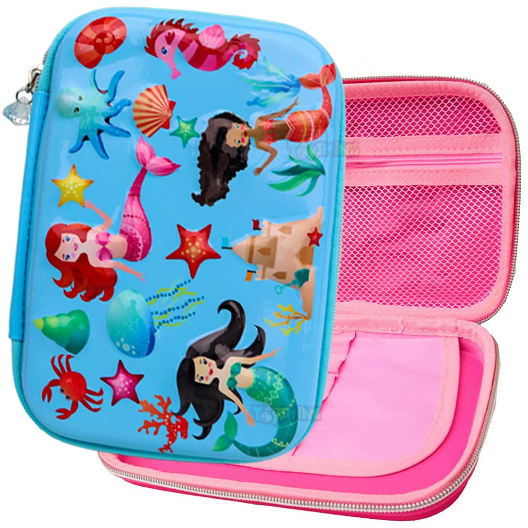 Toyshine Blue Red Dinosaur Hardtop Pencil Case with Compartments - Kids Large Capacity School Supply Organizer Students Stationery Box - Girls Boys Pen Pouch (B08YDZ2C56) Amazon Price History, Amazon Price Tracker