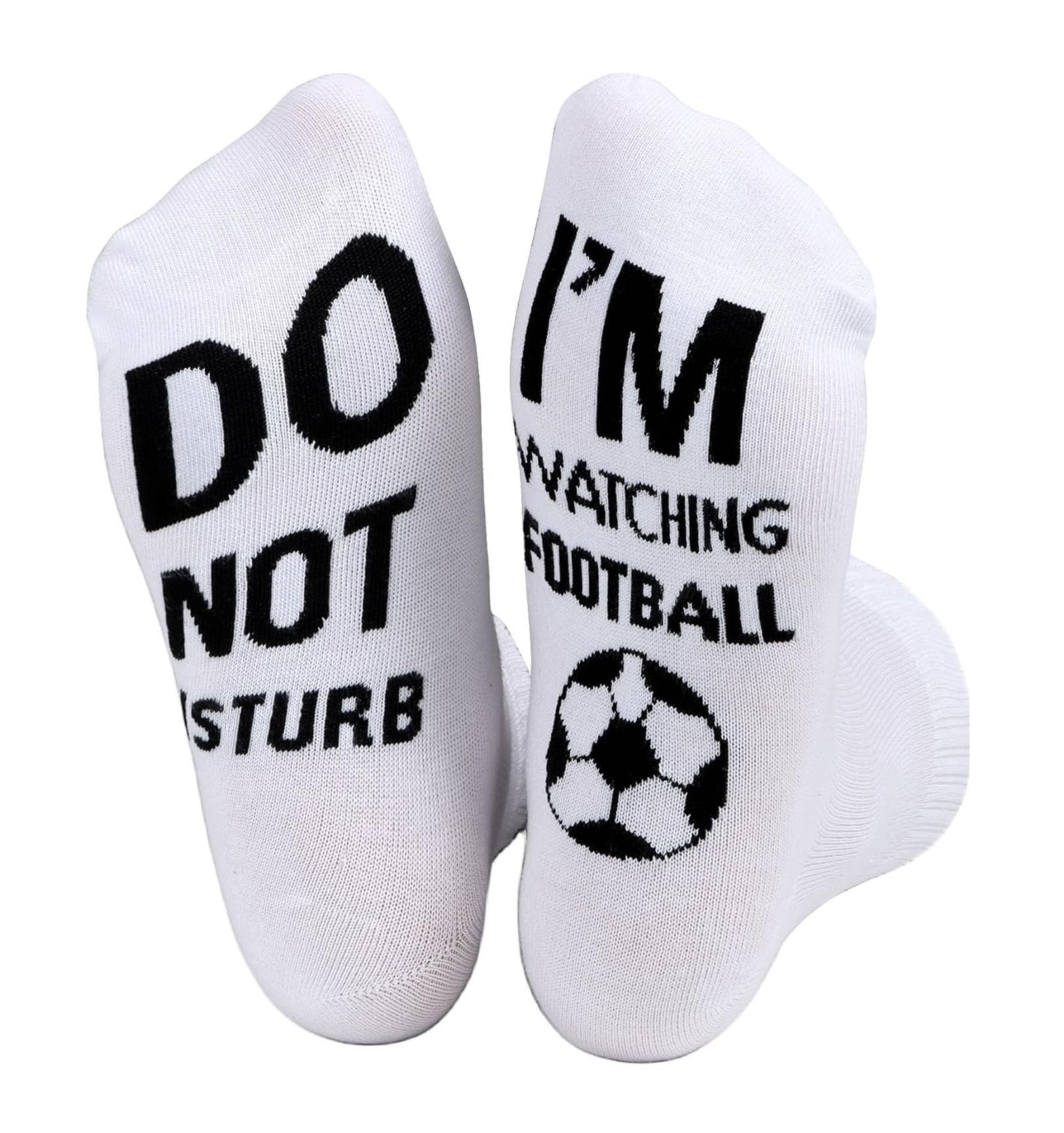 SoulQool Do Not Disturb I'm Watching Football Socks Letter Printed Funny Novelty Sayings Knitted Crew Socks Football Gifts (White)