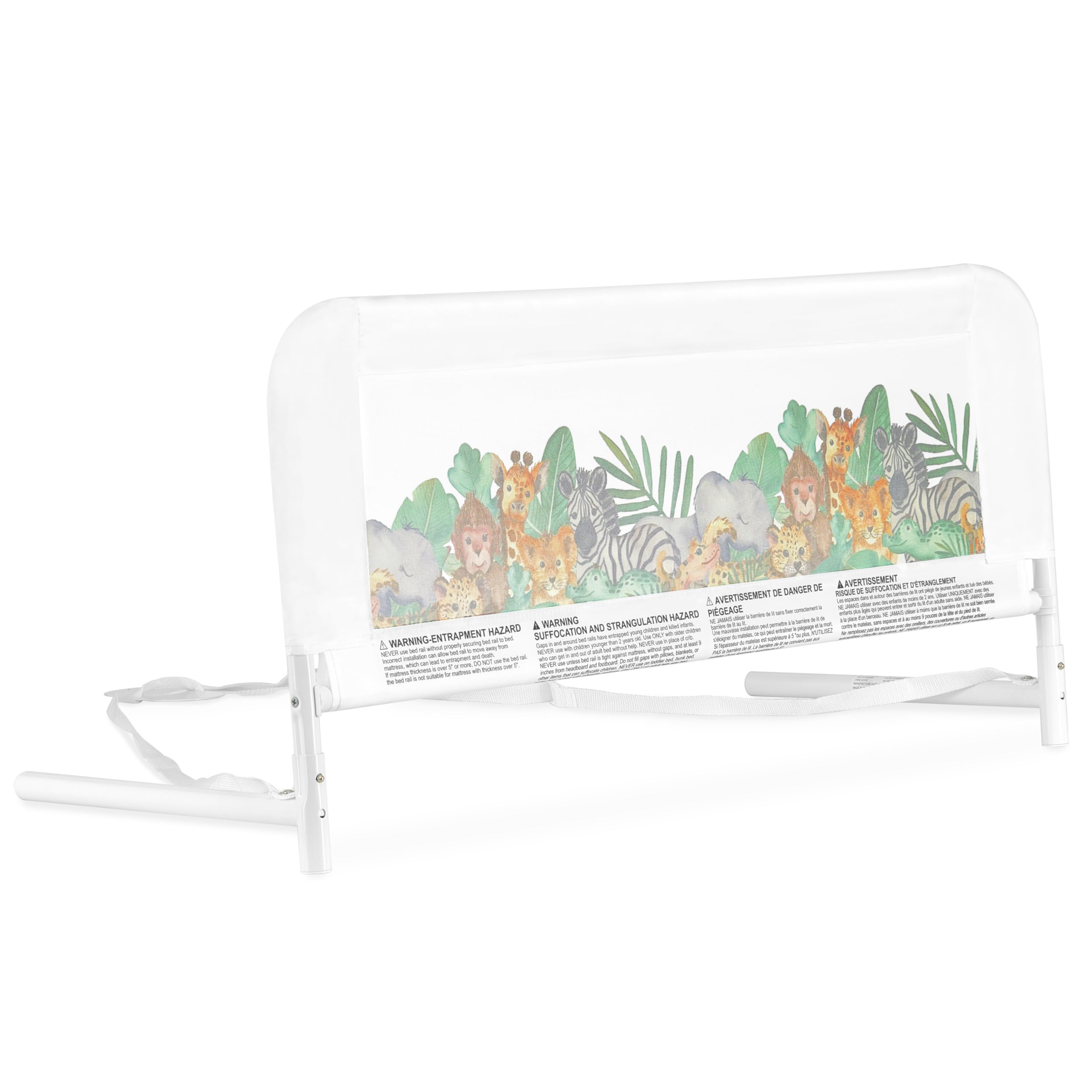 Dream On Me Lightweight Mesh Security Adjustable Bed Rail for Toddler, Breathable Mesh Fabric, Suitable for All Types of Beds, Reinforced Anchor System Bed Guard Rail, Jungle Print