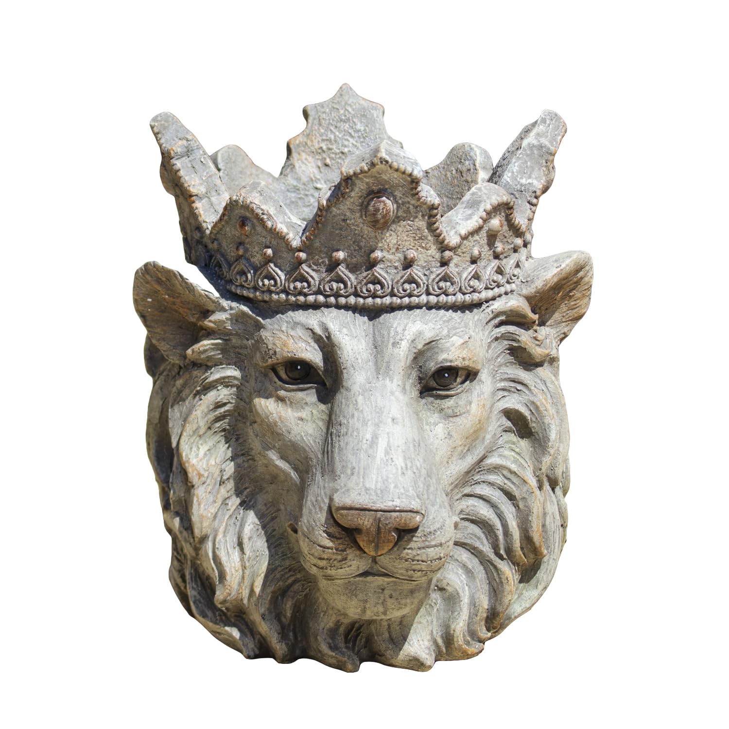 Darthome Regal Crowned Lion Head Planter 27x31x34cm Majestic King Safari Garden Plant Pot Ornament