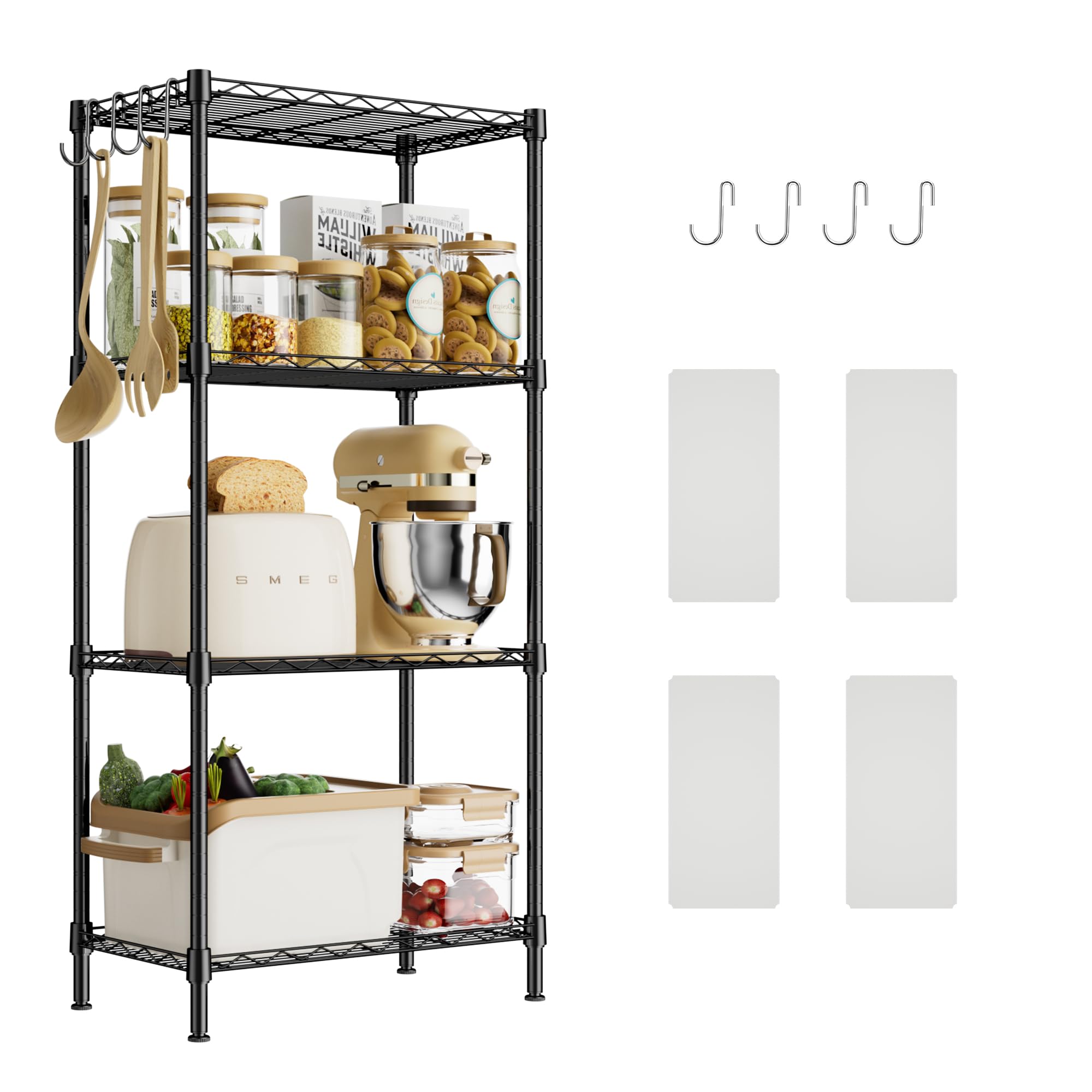 Snapklik.com : SEMHOR 4 Tire Metal Wire Shelving Storage Rack ...