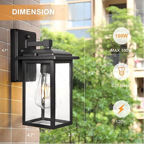 Miniatura 2 de Diyel Paquete de 2 luces de pared para exteriores del anochecer al amanecer, lámparas de luz exterior, lámparas de porche para exteriores, montaje