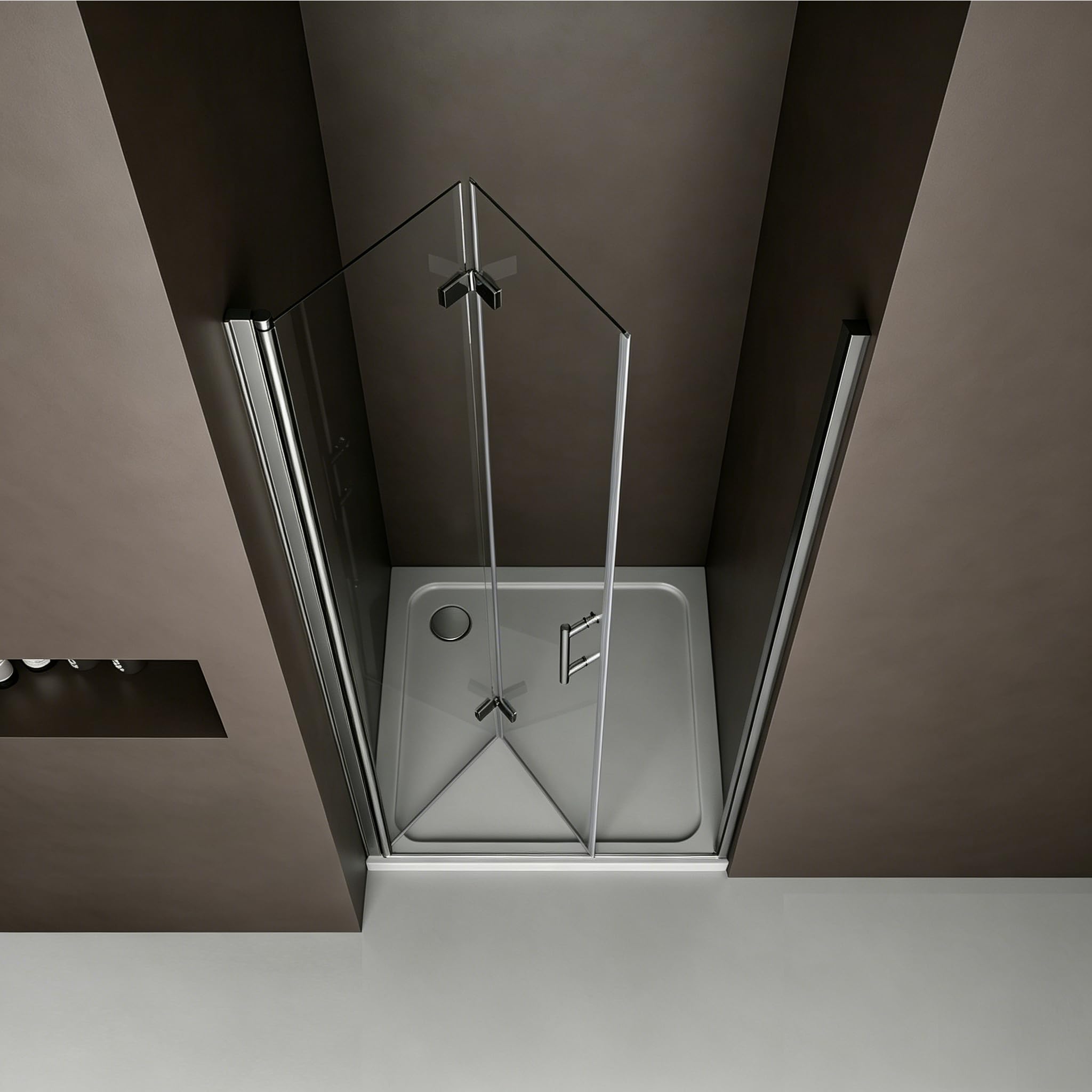 Duschtür 90x195 cm Nischentür Duschabtrennung Falttür Schwingtür 180° Dusche Duschwand Glas Duschtrennwand Nischenduschtür – 6 mm ESG-Glas