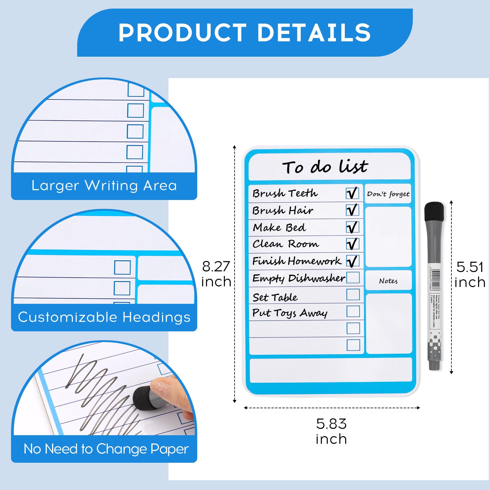to Do List,Magnetic Whiteboard for Fridge,Dry Erase Board Chore Charts for Kids Reusable Daily Schedule Memo List Children's Chore Record Board - Image 4