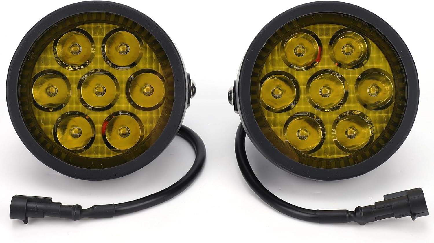 Keenso Round LED Work Light, 7 High Intensity Chips 6000LM Spot Beam with Yellow Covers 360 Degree Adjustable, for Off Road Truck Car Motorcycle SUV ATV Boat