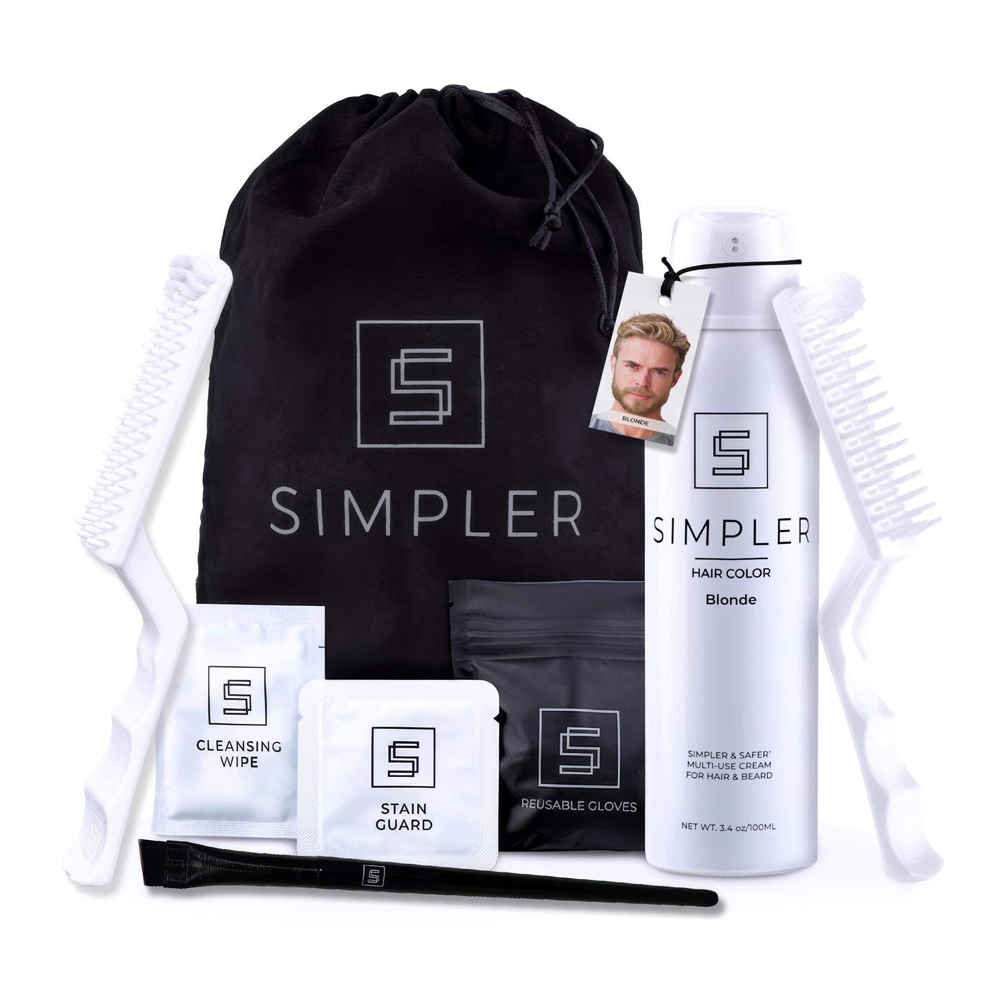 Blond Mustache and Beard Upgraded Brush Kit with 3 Brushes Included for Precision Application - Gentle Beard Coloring for Gray Hair for an Effortless Natural Look