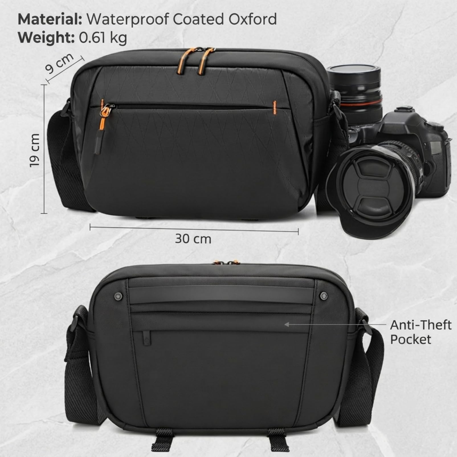 Borsa Monospalla Fotocamera Impermeabile Oxford Messenger Divisori #514 (Messenger Classico)